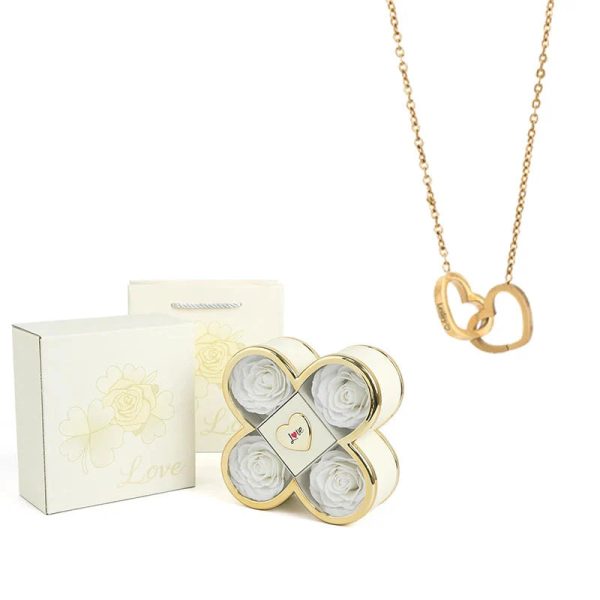 4-Leaf Clover Eternal Rose Jewelry Box with Necklace Gift 4-Leaf Clover Eternal Rose Jewelry Box with Necklace Gift