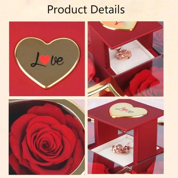 4-Leaf Clover Eternal Rose Jewelry Box with Necklace Gift 4-Leaf Clover Eternal Rose Jewelry Box with Necklace Gift