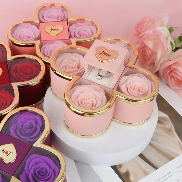 4-Leaf Clover Eternal Rose Jewelry Box with Necklace Gift 4-Leaf Clover Eternal Rose Jewelry Box with Necklace Gift