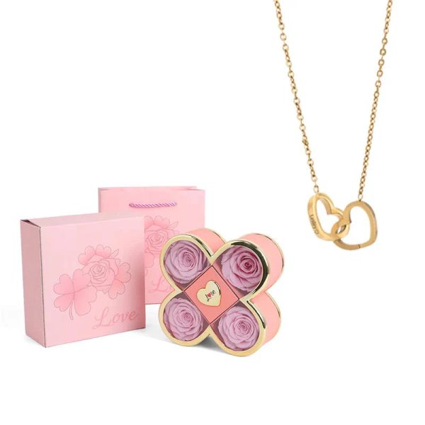 4-Leaf Clover Eternal Rose Jewelry Box with Necklace Gift 4-Leaf Clover Eternal Rose Jewelry Box with Necklace Gift