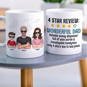 4 Star Review Wonderful Dad-Personalized Coffee Mug- Gift For Dad- Dad Coffee Mug