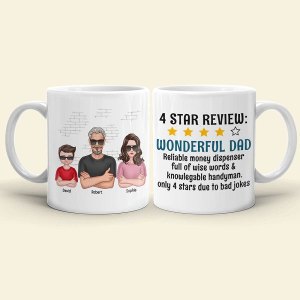 4 Star Review Wonderful Dad-Personalized Coffee Mug- Gift For Dad- Dad Coffee Mug 4 Star Review Wonderful Dad-Personalized Coffee Mug- Gift For Dad- Dad Coffee Mug
