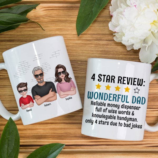 4 Star Review Wonderful Dad-Personalized Coffee Mug- Gift For Dad- Dad Coffee Mug 4 Star Review Wonderful Dad-Personalized Coffee Mug- Gift For Dad- Dad Coffee Mug