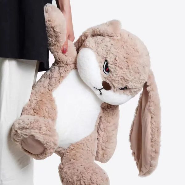42cm Plush Angry Rabbit Soft Toy Cute Curly Hair Bunny Cushion for Kids and Room Decor