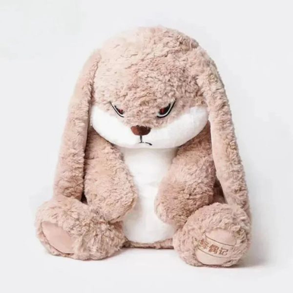 42cm Plush Angry Rabbit Soft Toy Cute Curly Hair Bunny Cushion for Kids and Room Decor
