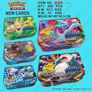42pcs/set Iron Metal Box Pokemon Cards