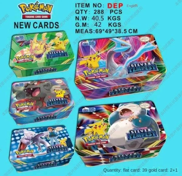 42pcs/set Iron Metal Box Pokemon Cards
