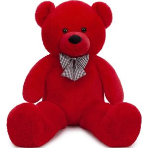 47-Inch Giant Red Teddy Bear Plush Toy Soft and Fluffy Stuffed Animal for Gifts