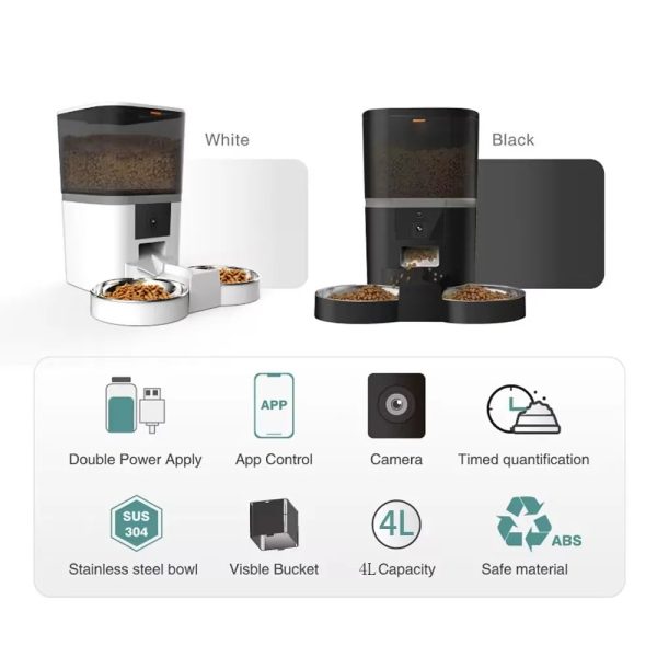 4L Smart Pet Feeder with Camera Automatic Timing Dispenser 4L Smart Pet Feeder with Camera Automatic Timing Dispenser