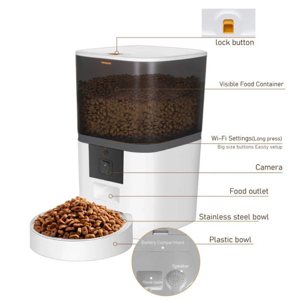 4L Smart Pet Feeder with Camera Automatic Timing Dispenser 4L Smart Pet Feeder with Camera Automatic Timing Dispenser