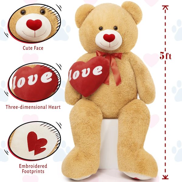 5 Ft Giant Teddy Bear with Love Heart 5 Ft Giant Teddy Bear with Love Heart