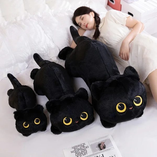 50cm Black Cat Plush Pillow Soft Cuddly Stuffed Toy