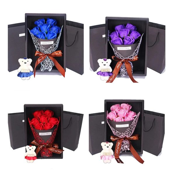 7-Rose Soap Bouquet with Little Bear Gift Box – Creative Gift for Valentine's Day, Mother's Day, Birthday 7-Rose Soap Bouquet with Little Bear Gift Box – Creative Gift for Valentine's Day, Mother's Day, Birthday