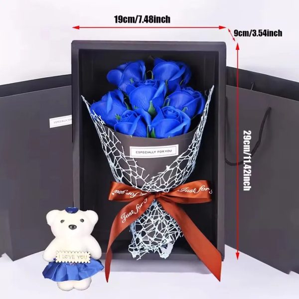 7-Rose Soap Bouquet with Little Bear Gift Box Handmade for Valentine's Day and Special Occasions 7-Rose Soap Bouquet with Little Bear Gift Box Handmade for Valentine's Day and Special Occasions