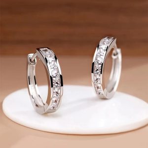 925 Sterling Silver Round Zircon Stud Earrings