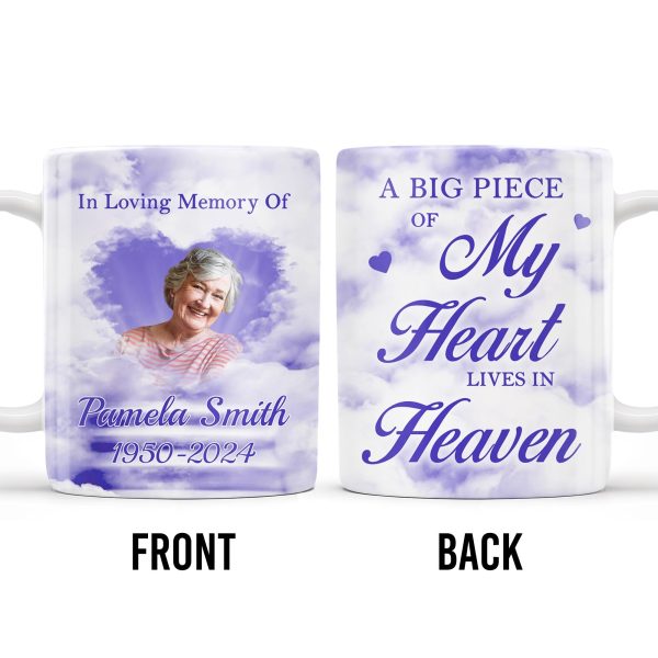 A Big Piece Of My Heart Lives In Heaven With Clouds And Hearts - Personalized Custom Coffee Mug - HME152_MG A Big Piece Of My Heart Lives In Heaven With Clouds And Hearts - Personalized Custom Coffee Mug - HME152_MG