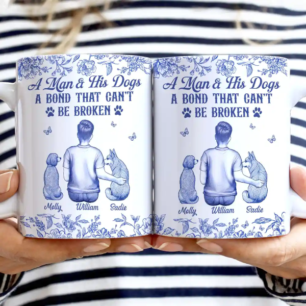 A Bond That Can't Be Broken Dog Toile - Personalized White Edge-to-Edge Mug