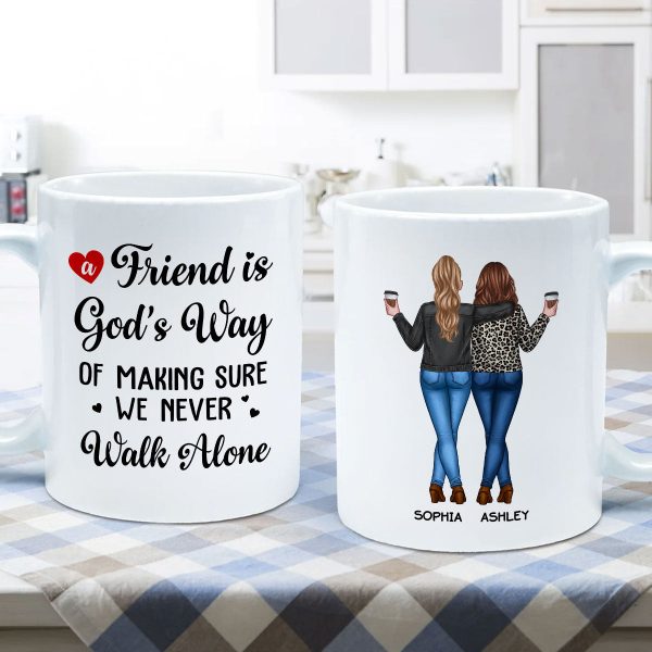 A Friend Is God's Way Besties Best Friend Gift Cup, Friendship Personalized Mug A Friend Is God's Way Besties Best Friend Gift Cup, Friendship Personalized Mug