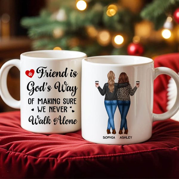 A Friend Is God's Way Besties Best Friend Gift Cup, Friendship Personalized Mug A Friend Is God's Way Besties Best Friend Gift Cup, Friendship Personalized Mug