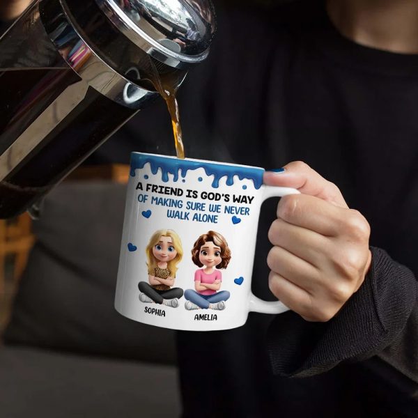 A Friend Is God's Way Of Making Sure We Never Walk Alone 3D Effect - Personalized White Edge-to-Edge Mug A Friend Is God's Way Of Making Sure We Never Walk Alone 3D Effect - Personalized White Edge-to-Edge Mug