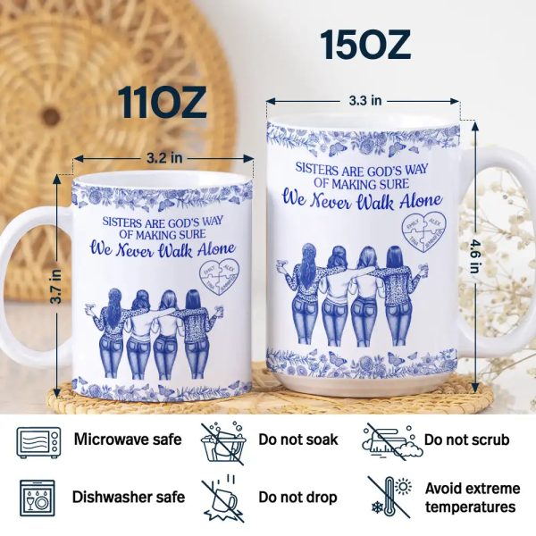 A Friend Is God's Way Of Making Sure We Never Walk Alone Toile - Personalized White Edge-to-Edge Mug A Friend Is God's Way Of Making Sure We Never Walk Alone Toile - Personalized White Edge-to-Edge Mug