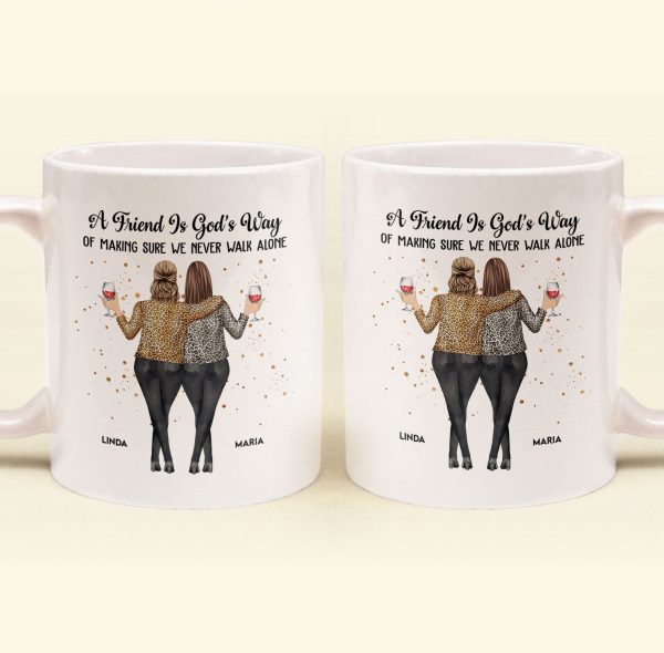 A Friend Is God's Way Personalized White Ceramic Mug for Best Friends