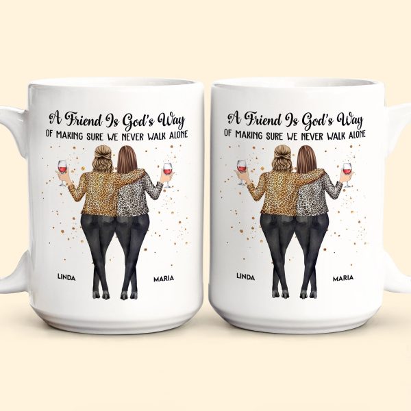 A Friend Is God's Way Personalized White Ceramic Mug for Best Friends