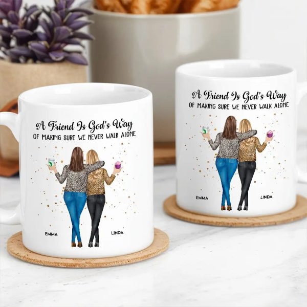 A Friend Is God's Way Personalized White Ceramic Mug for Best Friends