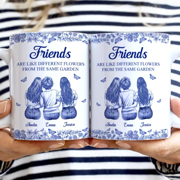 A Friend Is God's Way Toile Pattern - Personalized White Edge-to-Edge Mug A Friend Is God's Way Toile Pattern - Personalized White Edge-to-Edge Mug