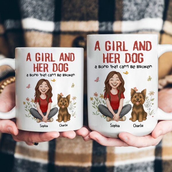 A Girl A Man And Their Dogs - A Bond That Can't Be Broken - Personalized Mug A Girl A Man And Their Dogs - A Bond That Can't Be Broken - Personalized Mug