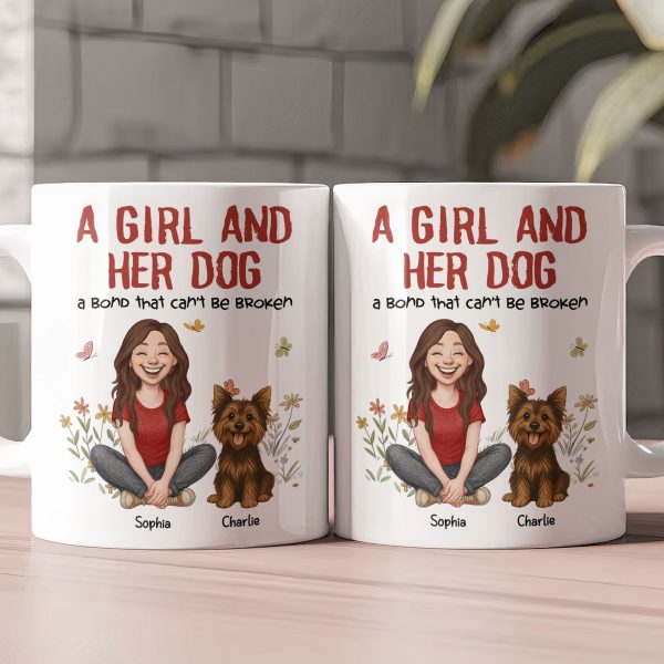 A Girl A Man And Their Dogs - A Bond That Can't Be Broken - Personalized Mug A Girl A Man And Their Dogs - A Bond That Can't Be Broken - Personalized Mug