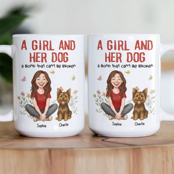 A Girl A Man And Their Dogs - A Bond That Can't Be Broken - Personalized Mug A Girl A Man And Their Dogs - A Bond That Can't Be Broken - Personalized Mug