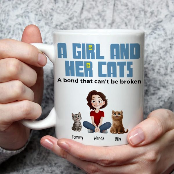 A Girl And Her Cats Cartoon Pet - Personalized Mug - Gift for Pet Owners, Pet Lovers, Cat Mom | CLP15 NH96 A Girl And Her Cats Cartoon Pet - Personalized Mug - Gift for Pet Owners, Pet Lovers, Cat Mom | CLP15 NH96