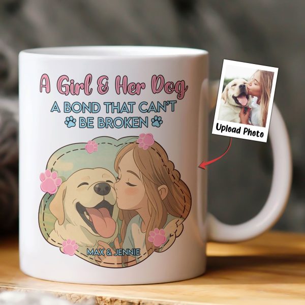 A Girl And Her Dog A Bond That Can't Be Broken Cartoon Style - Personalized Photo Mug A Girl And Her Dog A Bond That Can't Be Broken Cartoon Style - Personalized Photo Mug
