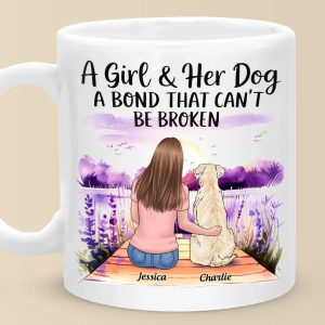 A Girl And Her Dog, Bound By Love - Dog Personalized Custom Mug - Gift For Pet Owners, Pet Lovers