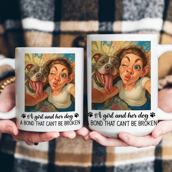 A Girl And Her Dog, Cat A Bond That Can' Be Broken - Caricature Cartoon Your Photo - Personalized Photo Mug A Girl And Her Dog, Cat A Bond That Can' Be Broken - Caricature Cartoon Your Photo - Personalized Photo Mug