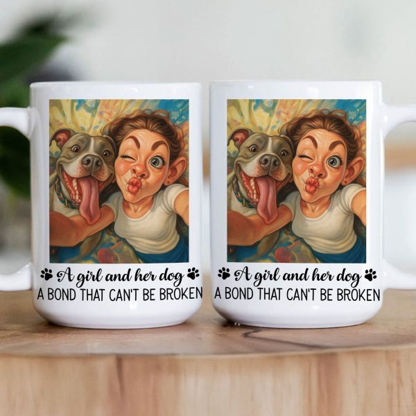 A Girl And Her Dog, Cat A Bond That Can' Be Broken - Caricature Cartoon Your Photo - Personalized Photo Mug A Girl And Her Dog, Cat A Bond That Can' Be Broken - Caricature Cartoon Your Photo - Personalized Photo Mug