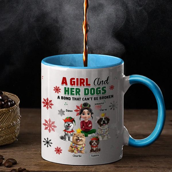 A Girl And Her Dog Christmas - Personalized Accent Mug