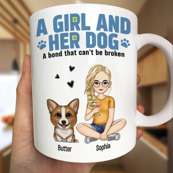 A Girl And Her Dogs A Bond That Can't Be Broken - Personalized Mug A Girl And Her Dogs A Bond That Can't Be Broken - Personalized Mug
