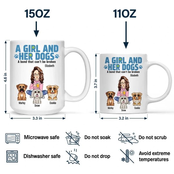 A Girl And Her Dogs A Bond That Can't Be Broken - Personalized Mug A Girl And Her Dogs A Bond That Can't Be Broken - Personalized Mug