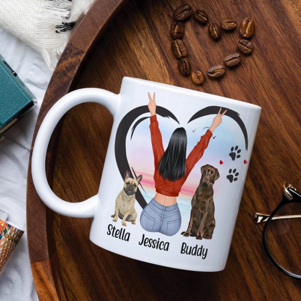 A Girl And Her Dogs A Bond That Can't Be Broken Personalized Mug, Gift For Dog Lover