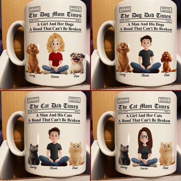 A Girl And Her Dogs Cats A Bond That Can't Be Broken Newspaper Themed - Custom Gift For Pet Mom Dad - Personalized Mug A Girl And Her Dogs Cats A Bond That Can't Be Broken Newspaper Themed - Custom Gift For Pet Mom Dad - Personalized Mug