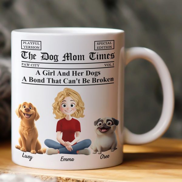 A Girl And Her Dogs Cats A Bond That Can't Be Broken Newspaper Themed - Custom Gift For Pet Mom Dad - Personalized Mug A Girl And Her Dogs Cats A Bond That Can't Be Broken Newspaper Themed - Custom Gift For Pet Mom Dad - Personalized Mug