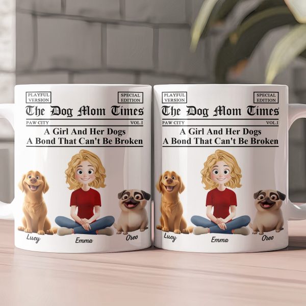 A Girl And Her Dogs Cats A Bond That Can't Be Broken Newspaper Themed - Custom Gift For Pet Mom Dad - Personalized Mug A Girl And Her Dogs Cats A Bond That Can't Be Broken Newspaper Themed - Custom Gift For Pet Mom Dad - Personalized Mug