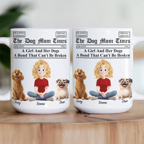 A Girl And Her Dogs Cats A Bond That Can't Be Broken Newspaper Themed - Custom Gift For Pet Mom Dad - Personalized Mug A Girl And Her Dogs Cats A Bond That Can't Be Broken Newspaper Themed - Custom Gift For Pet Mom Dad - Personalized Mug
