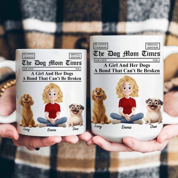 A Girl And Her Dogs Cats A Bond That Can't Be Broken Newspaper Themed - Custom Gift For Pet Mom Dad - Personalized Mug A Girl And Her Dogs Cats A Bond That Can't Be Broken Newspaper Themed - Custom Gift For Pet Mom Dad - Personalized Mug