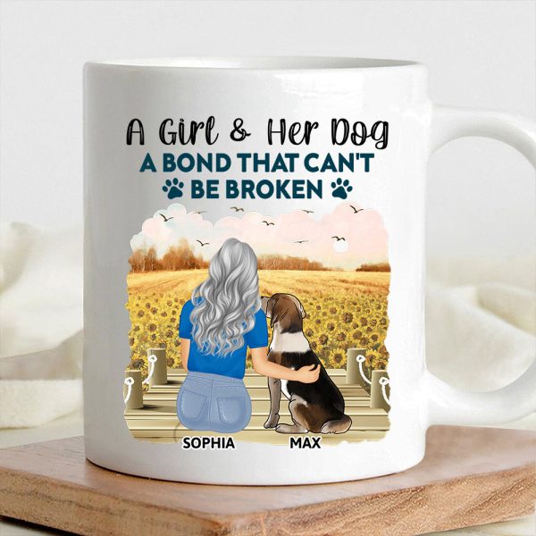 A Girl & Her Dog - A Bond That Can't Be Broken, Custom Ceramic Mug, Perfect Gift for Dog Lovers - Personalized Mug Ideal Gift Choice! A Girl & Her Dog - A Bond That Can't Be Broken, Custom Ceramic Mug, Perfect Gift for Dog Lovers - Personalized Mug Ideal Gift Choice!