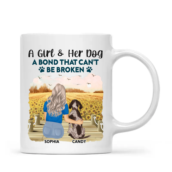 A Girl & Her Dog - A Bond That Can't Be Broken, Custom Ceramic Mug, Perfect Gift for Dog Lovers - Personalized Mug Ideal Gift Choice! A Girl & Her Dog - A Bond That Can't Be Broken, Custom Ceramic Mug, Perfect Gift for Dog Lovers - Personalized Mug Ideal Gift Choice!