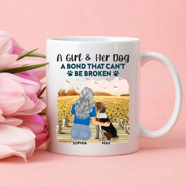 A Girl & Her Dog - A Bond That Can't Be Broken, Custom Ceramic Mug, Perfect Gift for Dog Lovers - Personalized Mug Ideal Gift Choice! A Girl & Her Dog - A Bond That Can't Be Broken, Custom Ceramic Mug, Perfect Gift for Dog Lovers - Personalized Mug Ideal Gift Choice!