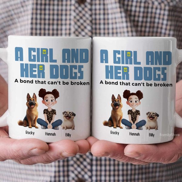 A Girl & Her Dogs Has Unbreakable Bond Cartoon Pet - Personalized Mug - Gift for Pet Owners, Pet Lovers, Dog Mom | CLP15 NH96 A Girl & Her Dogs Has Unbreakable Bond Cartoon Pet - Personalized Mug - Gift for Pet Owners, Pet Lovers, Dog Mom | CLP15 NH96